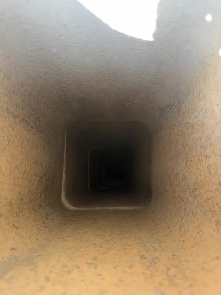Interior view up a chimney flue recorded during an inspection